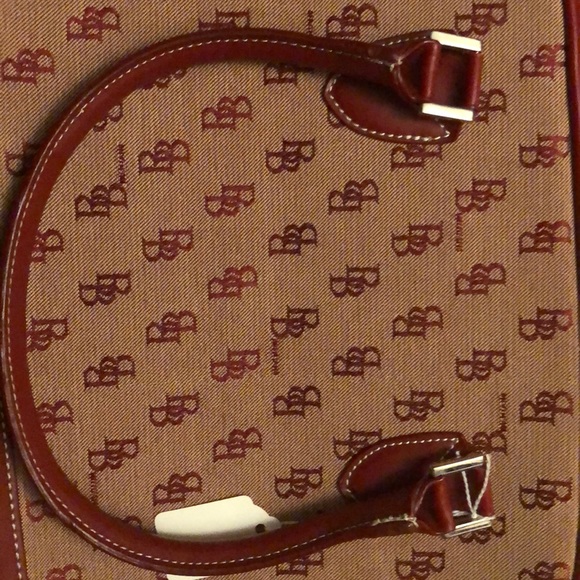 Unused burgundy and brown tote bag with strap - Picture 3 of 8